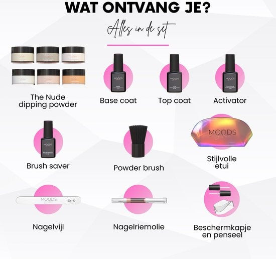 Moods Gellac - Kit de démarrage de poudre à tremper - The Nude - 6 couleurs - Pack de démarrage pour ongles acryliques - Dip Nails