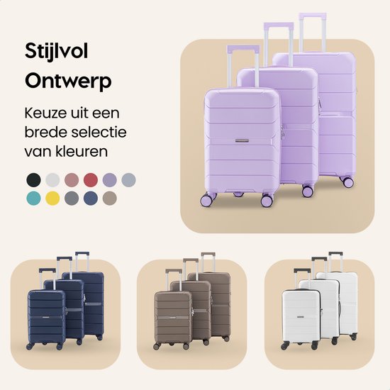 SKYCASES Urban Adventurer - Valise de voyage moyenne - Verrouillage par numéro - 44x27x66cm - 78L - Valise de voyage avec verrouillage de valise - Roues pivotantes - Violet V2