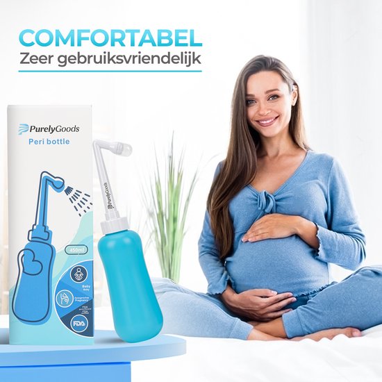 PurelyGoods® Peri Bottle - Bidet portable - Douche vaginale - Périnée - Grossesse - Bouteille de rinçage post-partum - 450ML - Bleu