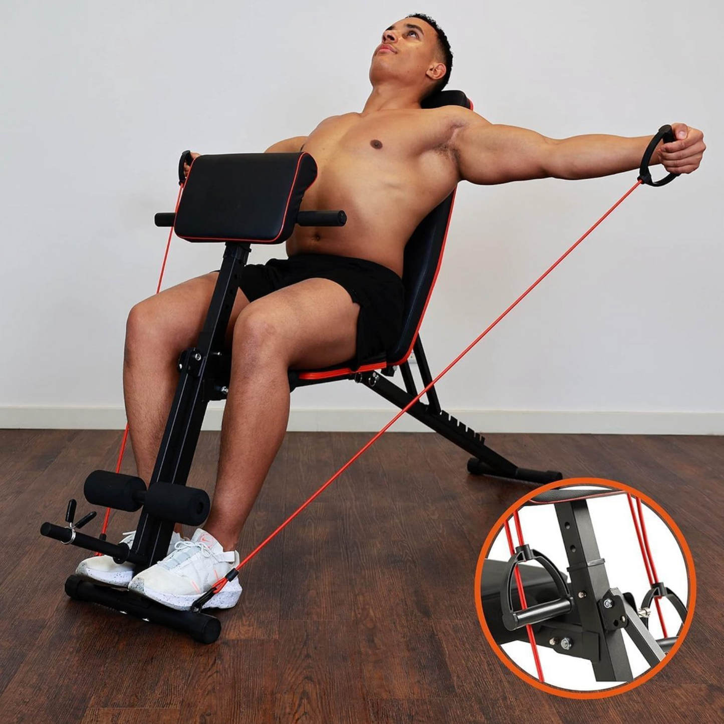 DH FitLife banc d'haltères pliable avec banc de curl et tendeur de jambes, multifonctionnel - 7 niveaux