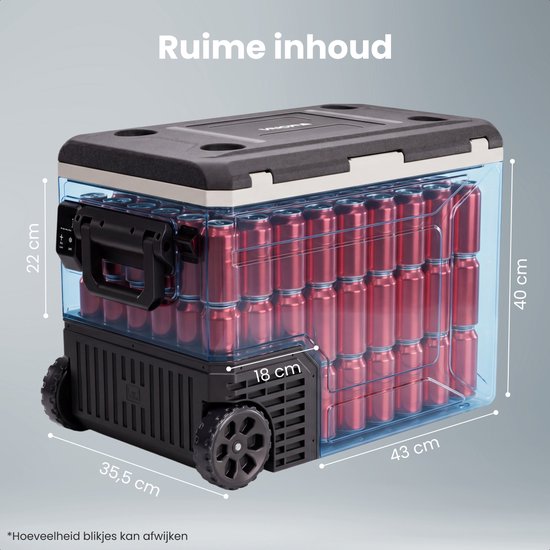 Auronic Electric Cool Box - Compresseur - 80L - 12V et 240 volts - Réfrigérateur de camping - Frigobox Car - Avec roues et poignée - Noir