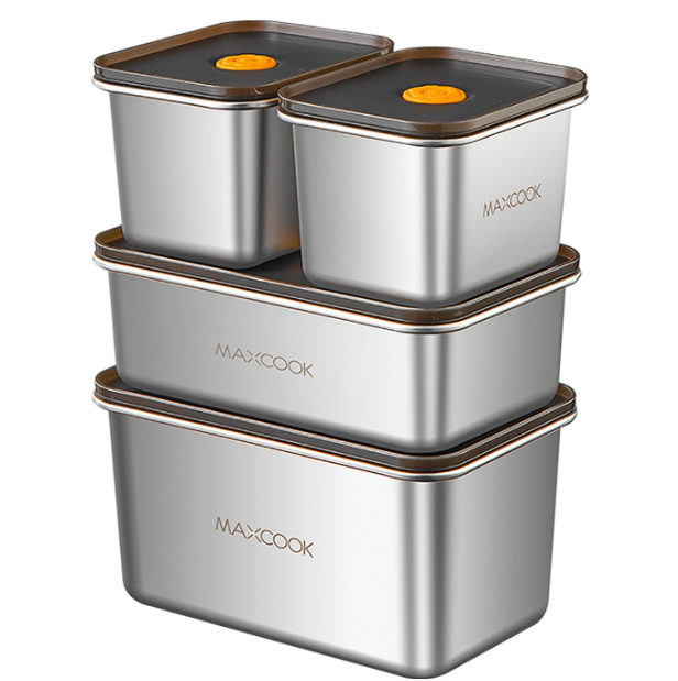 Lot de 4 récipients alimentaires Maxcook en acier inoxydable - Argent - Acier inoxydable 304