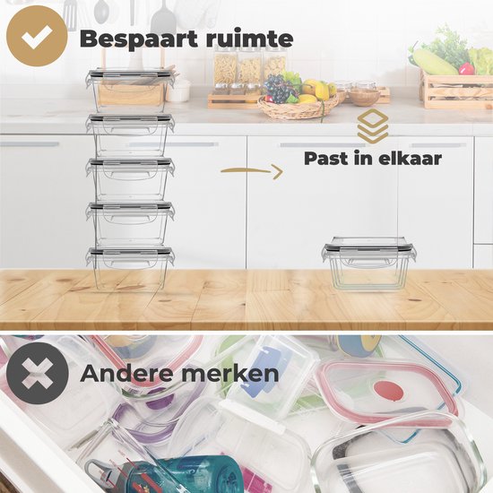 Stosh Freshness Trays - Plateaux pour la préparation des repas - Plateaux pour la congélation - 5 pièces - 1L - Plastique - Sans BPA