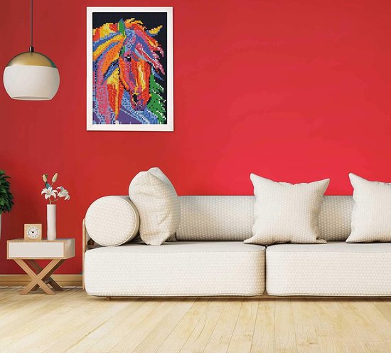 SES Beedz Art - Fantaisie chevaline - 7000 perles de fer - oeuvre d'art en perles de fer - set complet avec plaques de base et feuille de repassage