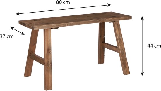Petit banc en bois Mica Decorations Bold - L 80 x l 37 x H 44 cm - Bois recyclé - Marron