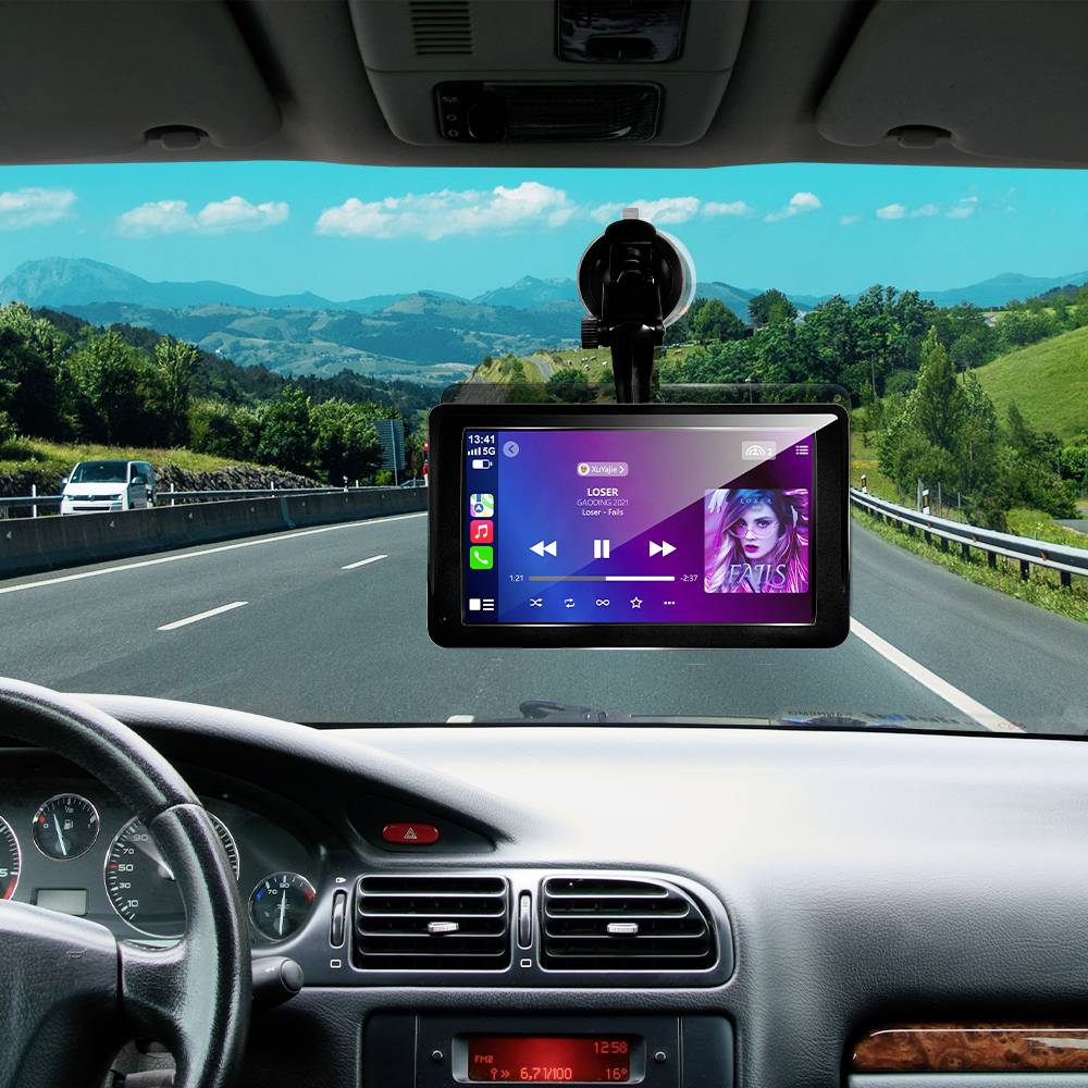 Écran sans fil Technaxx TX-320 compatible CarPlay et Android Auto - Noir - Écran tactile 7 pouces - Bluetooth 5.0 - Wi-Fi - 19 x 11,1 x 3,7 cm