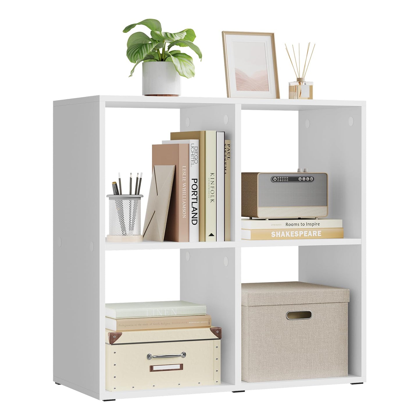 Bibliothèque cubique WOLTU SK053ws - 4 compartiments ouverts - chêne clair - 60 x 60 x 29 cm