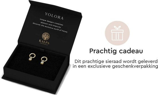 Yolora Boucles d'oreilles avec cristaux Kalpa Camaka - Couleur or - Plaqué or jaune 18K - Boucles d'oreilles femme - Clous d'oreilles - Bijoux - Boîte cadeau de luxe - Boîte cadeau - Boîte cadeau exclusive - Magnifique emballage cadeau