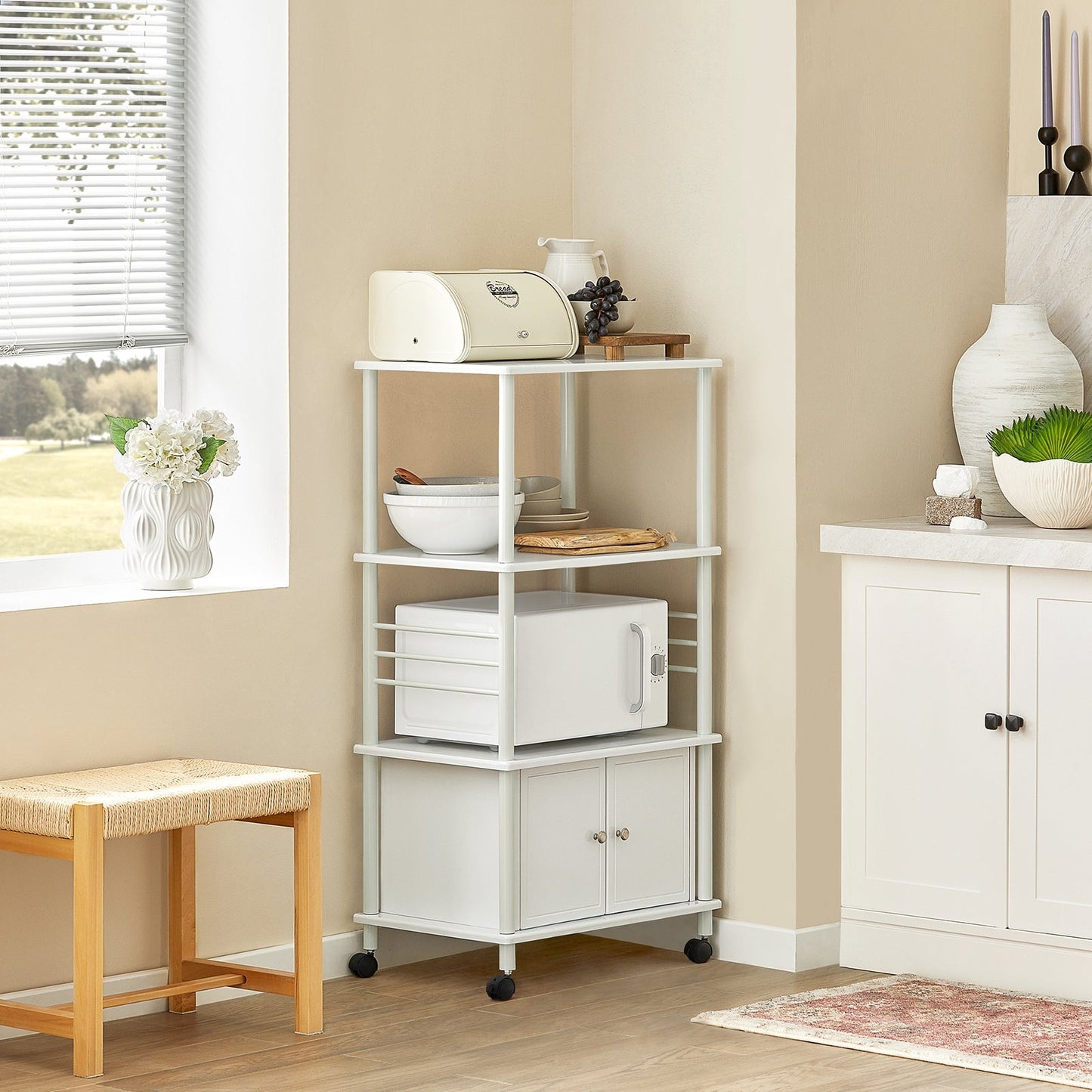 SoBuy Armoire de cuisine à roulettes - Blanc - 60x115x40 cm