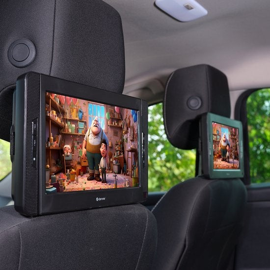 Lecteur DVD portable pour voiture - Denver - 25cm - 2 écrans - Support appui-tête - Noir