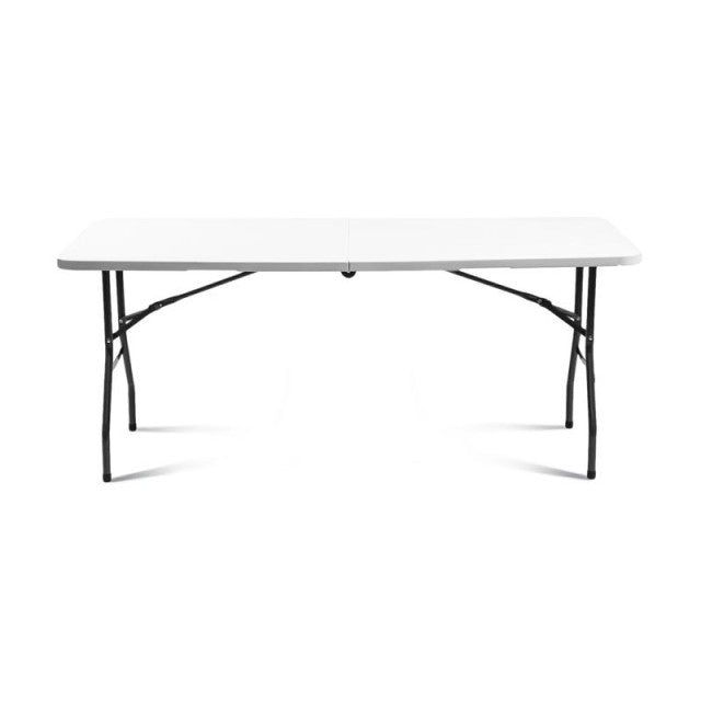 Table pliante Inkazen – 180,5 x 70 x 74 cm – Blanche – Structure en acier – Table pliante de camping et de restauration pour 8 personnes