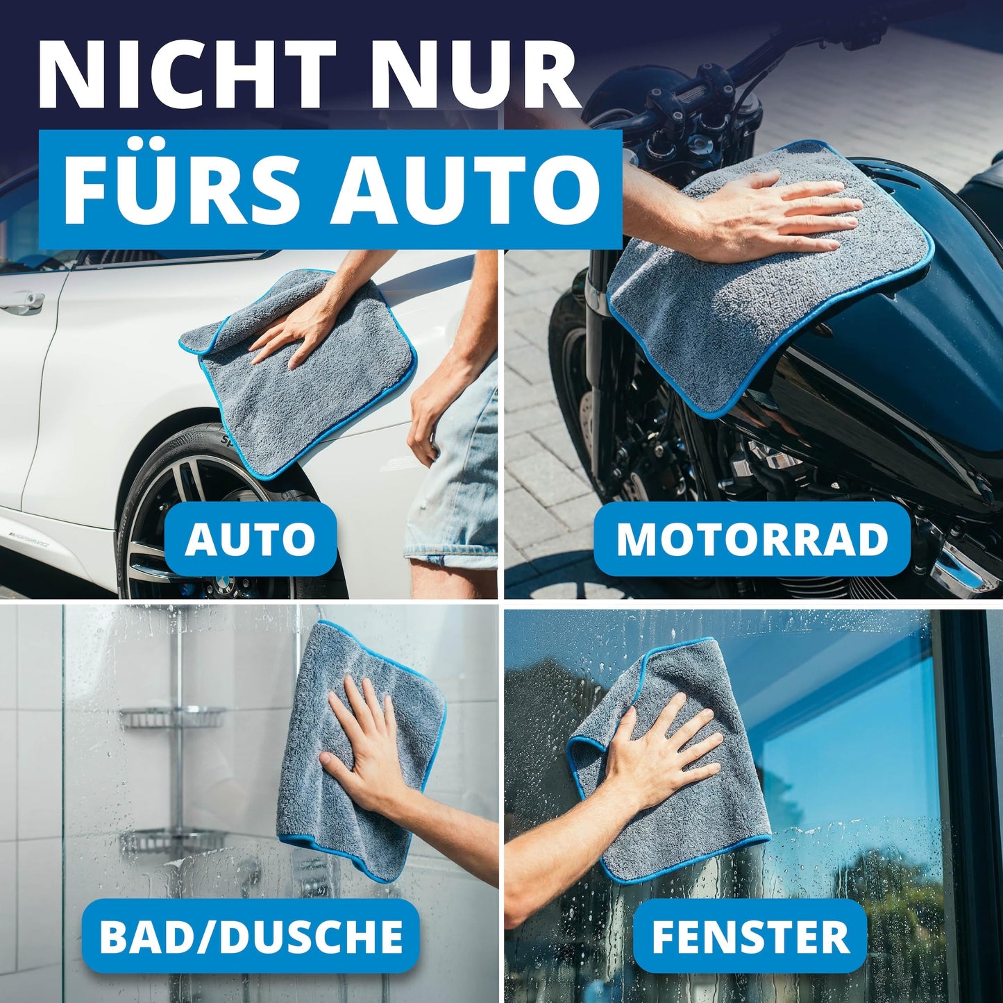 Licargo : lot de 2 chiffons en microfibre pour voiture - 1 100 g/m² - 40 x 40 cm - ne peluchent pas et n'abîment pas la peinture