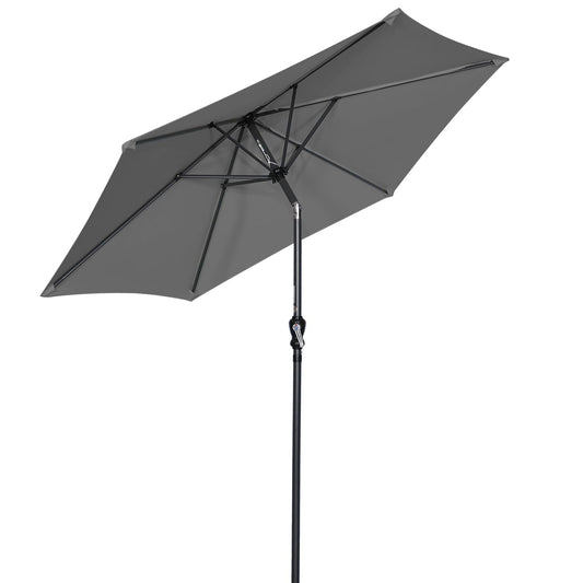 Parasol Angel Living 250 cm - parasol de jardin rond avec manivelle et fonction d'inclinaison - gris - polyester UV 50+