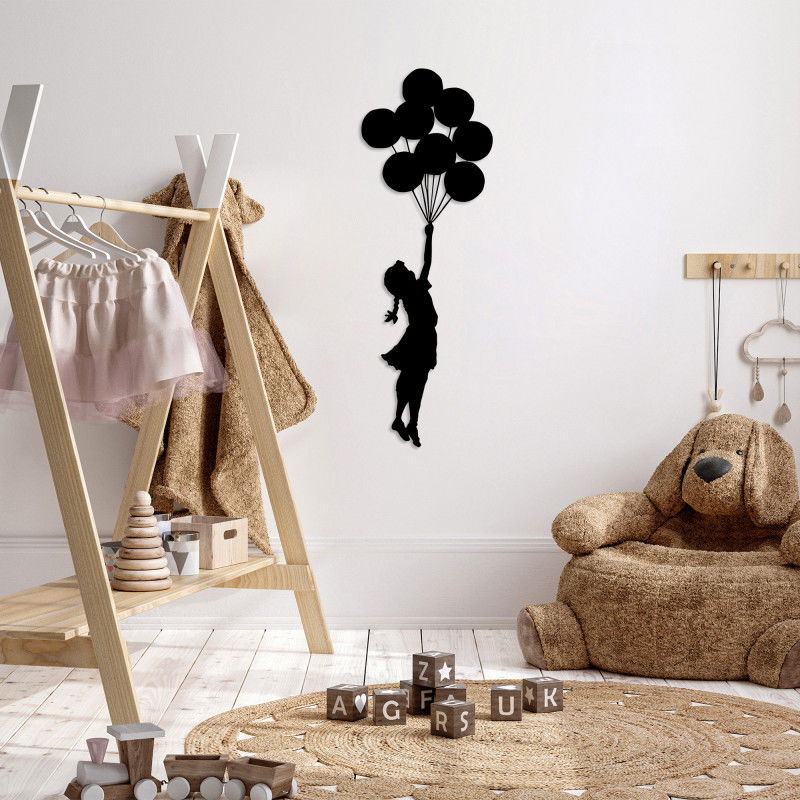 Wallity Wall Deco Banksy Décoration murale - Métal - 34 x 100 CM - Noir