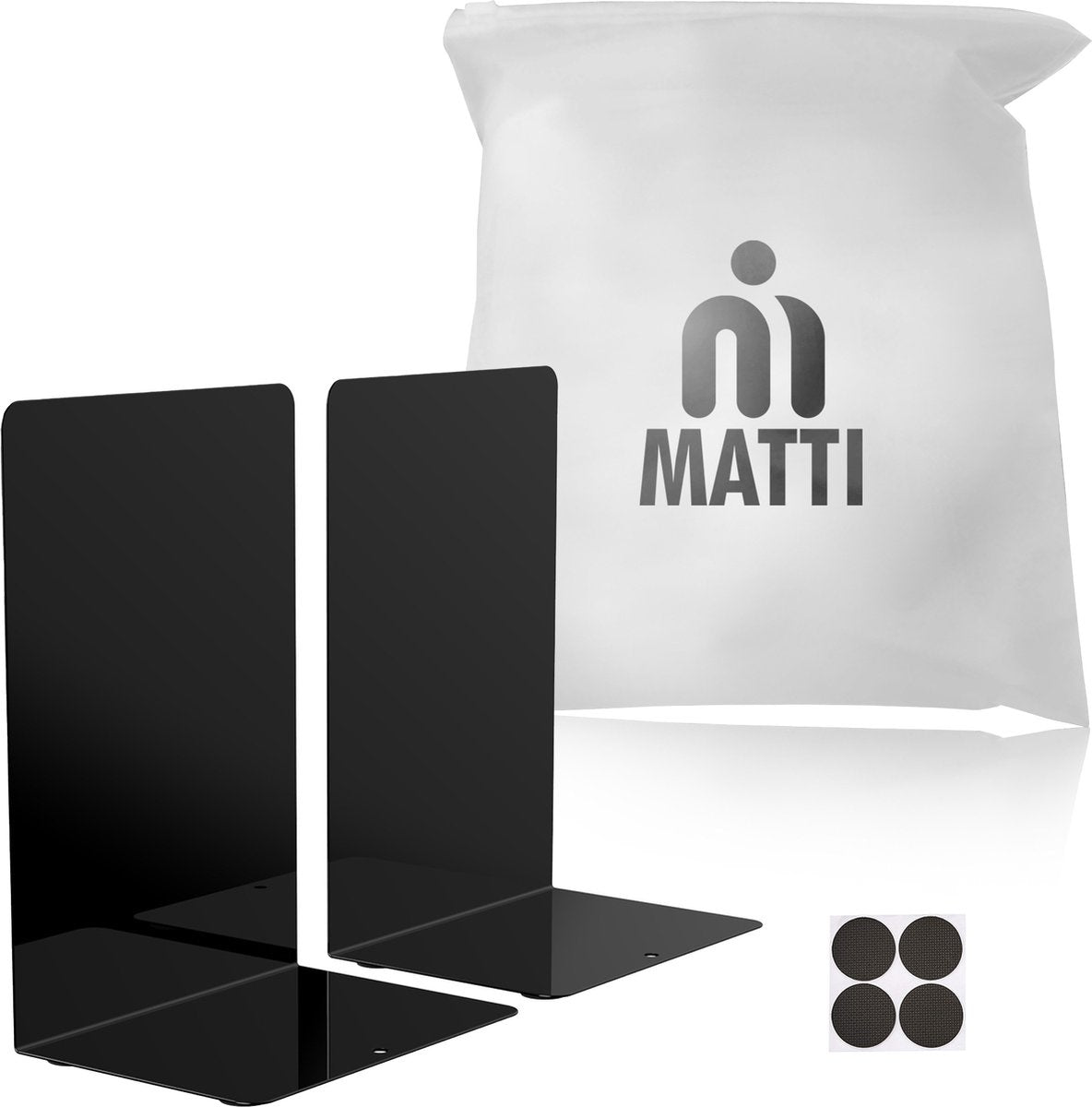MATTI® - Serre-livres - Porte-livres en métal - Porte-livres - Lot de 2 - Noir