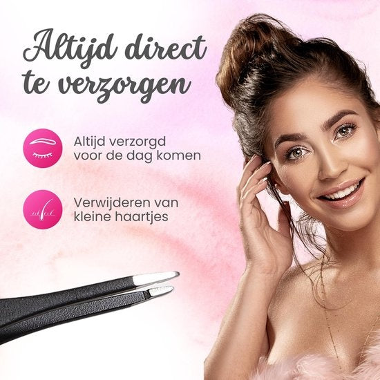 Allures Tweezers - Pince à épiler pointue - inclinée - Épilation - Beauté - Noir - acier inoxydable