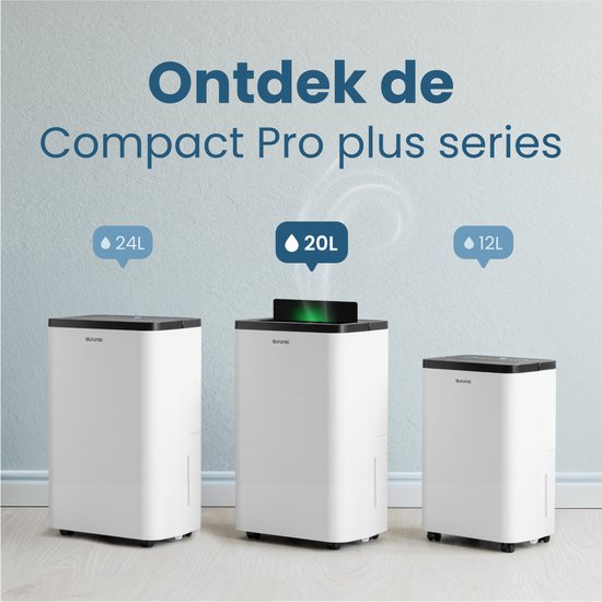 Déshumidificateur Auronic - Compact Pro Plus - 20L - Chambre à coucher, salle de bain, salon et bureau - Déshumidificateur d'intérieur - Blanc