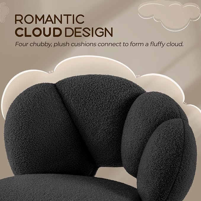 Chaise de bureau ergonomique Yaheetech « Cloud Design » - Noire - Chaise pivotante réglable avec fonction de balancement, jusqu'à 136 kg