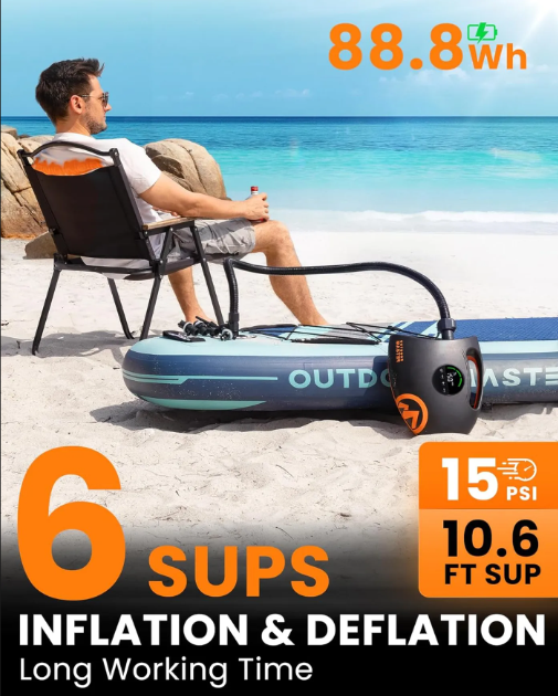 Pompe à air haute pression OutdoorMaster Shark 2S - Noir et orange - 20 PSI