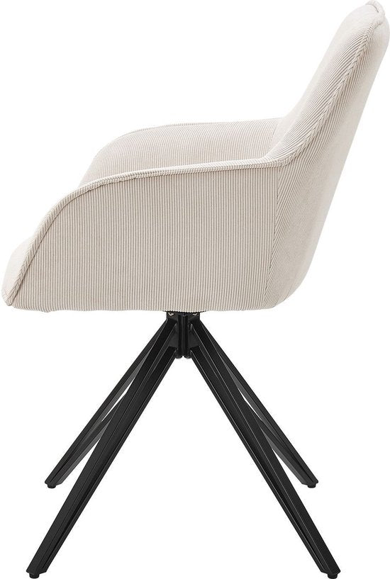 Chaise de salle à manger / Chaise pivotante / Chaise baquet Clyde - Corduroy Beige - Base en métal