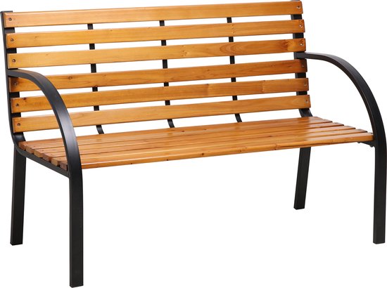 Banc de jardin AXI Otis en bois avec structure en acier noir mat – Bois de cèdre - 122 x 60 x 83 cm – Banc d'extérieur pour deux personnes