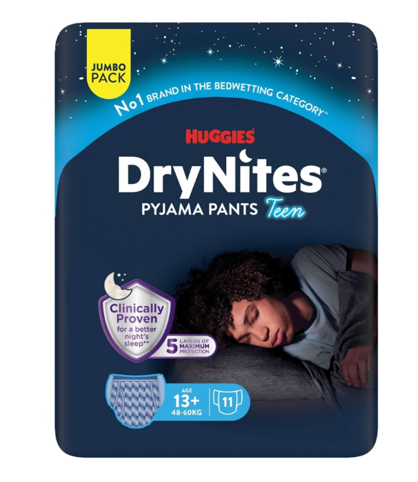 Huggies DryNites Pyjama Pants Garçon 13 ans et plus - 48-60 kg - Lot géant de 11 pièces