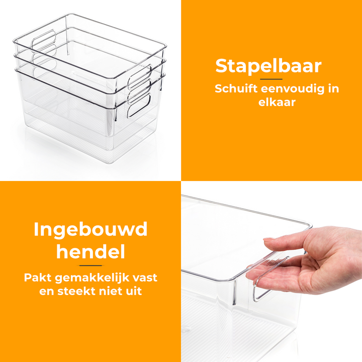 Stosh Organiser Trays - Transparent - 30 x 20 x 15 cm - 8.5L - Empilable - Plastique