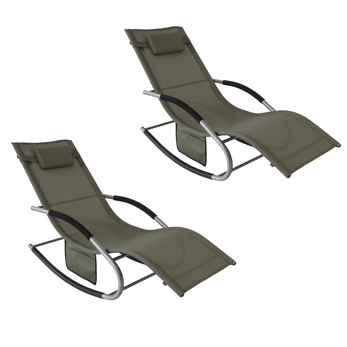 Chaise longue set de 2 SoBuy, Extérieur, Max. 150 kg, Marron