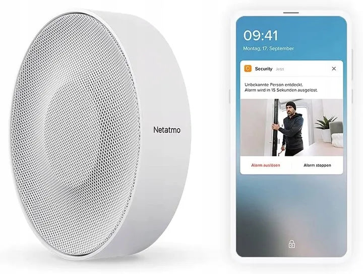 Netamo NIS01 Sirène anti-effraction - Sans fil - 110 dB Sound - 130 x 35 mm - Blanc