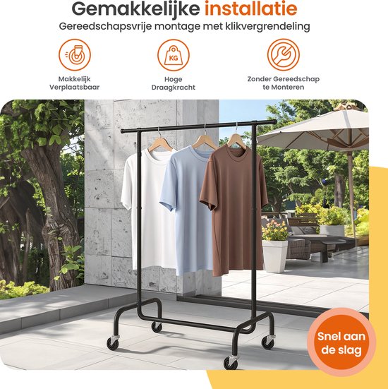 Goliving étendoir à linge sur roulettes XL - étendoir à linge extensible 112-150 cm - capacité de charge de 130 kg - étendoir à linge robuste - métal - noir