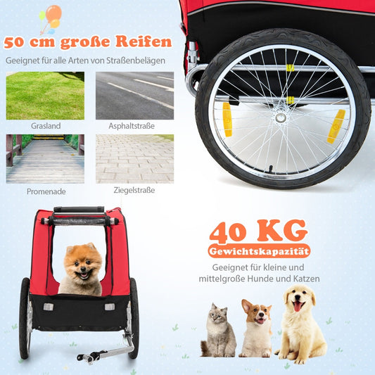 Coast Dog Trailers for bikes remorque PET pour vélo 40 kg résiliente rouge rouge