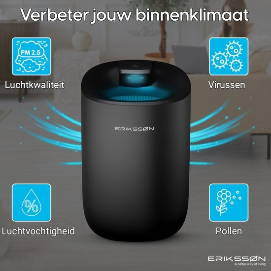 Déshumidificateur Dry Pro d'Erikssøn - Déshumidifie jusqu'à 0,6 litre par jour - Convient pour la chambre à coucher, la salle de bain, le salon et le sous-sol - Déshumidificateur