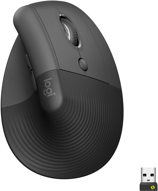 Logitech Lift - Souris ergonomique verticale - Pour droitiers - Gris foncé