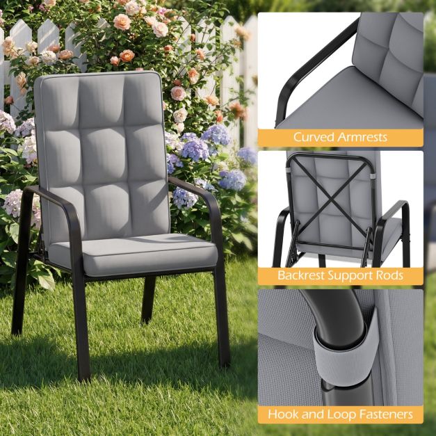 Coast Terrace Chairs Set of 2 - Adjustable - Cushions - Metal - Grey/Black