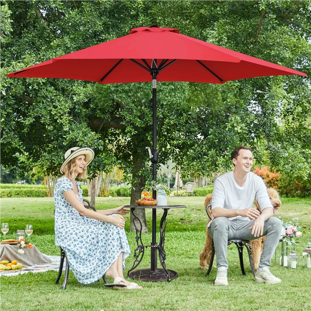 Parasol Yaheetech 269 x 241 cm - Inclinable - UV50+ - Hydrofuge - Sans pied - Rouge