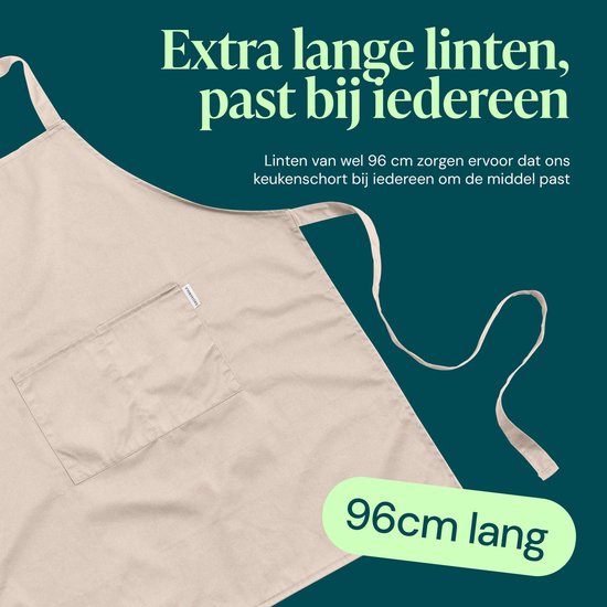 Tablier de cuisine Castagnola - Imperméable et antisalissure - Tablier de cuisine professionnel - Tablier pour femmes et hommes - Tablier de traiteur - Unisexe - Boucle réglable - Compartiments extra-larges - Beige