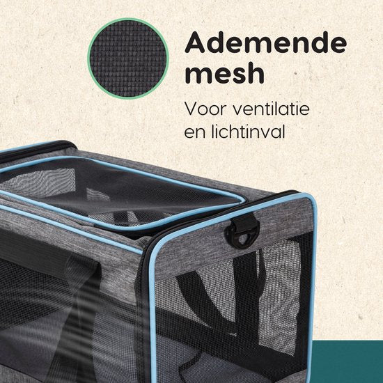 Volcan Travel Bag Cat - Panier de voyage en coton - Sac de transport pour chat ou petit chien - Panier de voyage pour chat - Gris