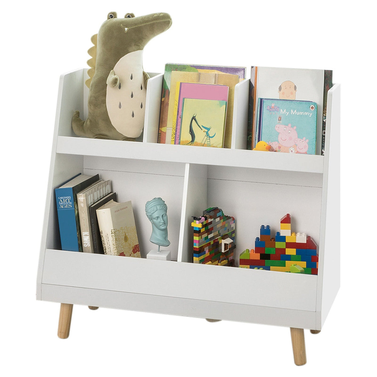 SoBuy Meuble de rangement pour enfants - blanc - 86x36x77 cm - 5 compartiments