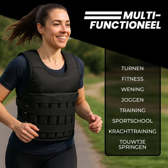 Fitby Gilet de musculation ajustable 10KG - Gilet de musculation - Gilets de musculation - Poids - Musculation et Crossfit - Cardio - Convient à partir de la taille L - Noir