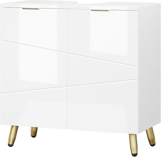 Meuble sous-lavabo EUGAD blanc brillant - 60 x 60 x 30 cm - 2 portes