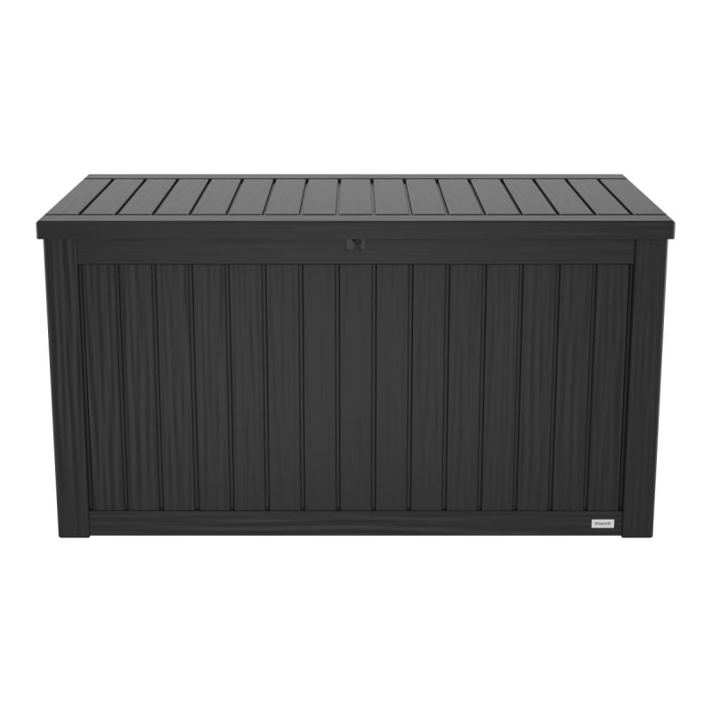 Boîte de rangement XXL LifeGoods - Cushion Box L - Plastique - 570L - Ressort à gaz - Résistant aux intempéries - Gris foncé