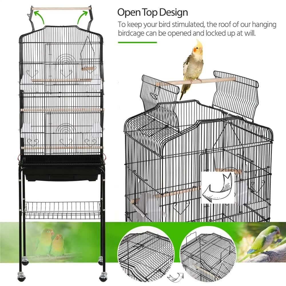 Grande cage à oiseaux Yaheetech avec support - 92 x 46 x 35,3 cm - Espacement des barreaux : 1 cm