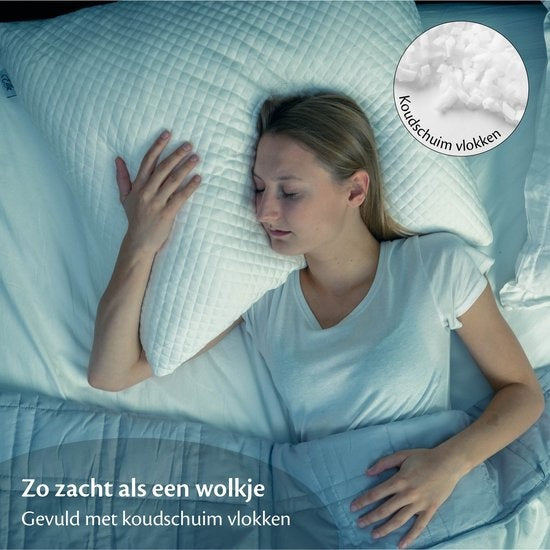 Oreiller orthopédiques en bambou Ella ® pour douleurs aux cervicales - 80 x 80cm - Mousse à mémoire de forme / Rembourrage en mousse à mémoire de forme - Ergonomique et orthopédique - Taie d'oreiller incluse