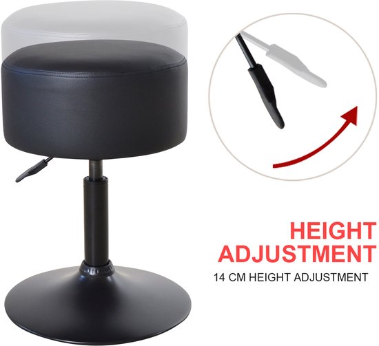 VDD - Tabouret - Tabouret noir - Tabourets réglables en hauteur - Petits tabourets pour s'asseoir - Tabouret réglable en hauteur