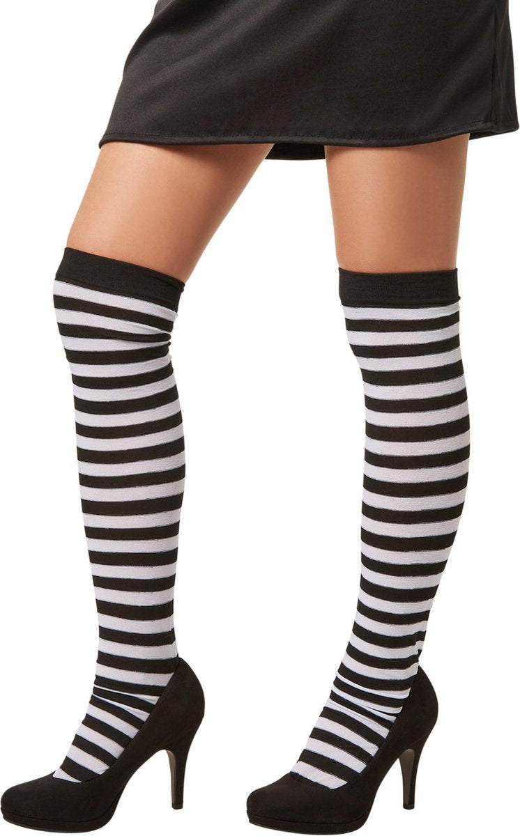Dressforfun - Costume d'arbitre pour femmes - Costume avec robe extensible, bandeaux noirs et chaussettes à lacets pour les genoux - Taille M