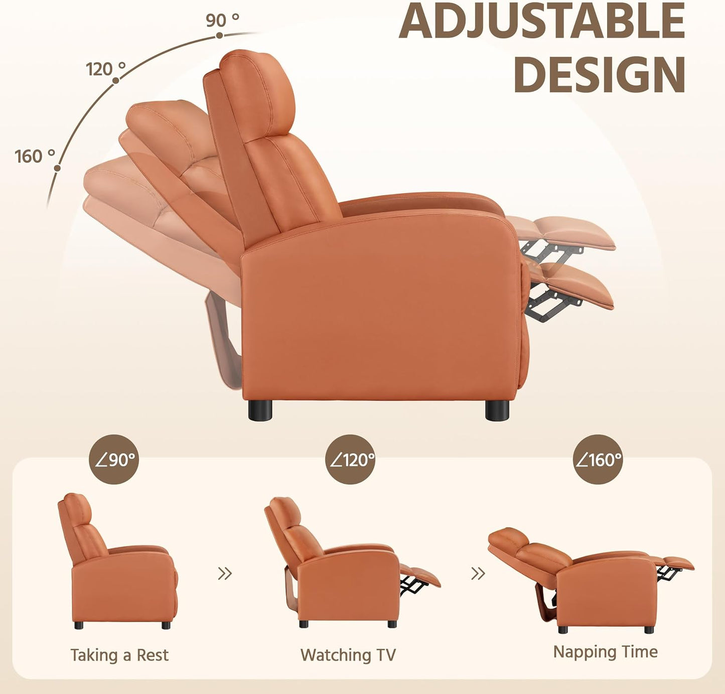 Ensemble de 2 fauteuils de relaxation Yaheetech - 67,3 x 85,1 x 99,6 cm - Repose-pieds réglable - Simili cuir - Couleur beige clair