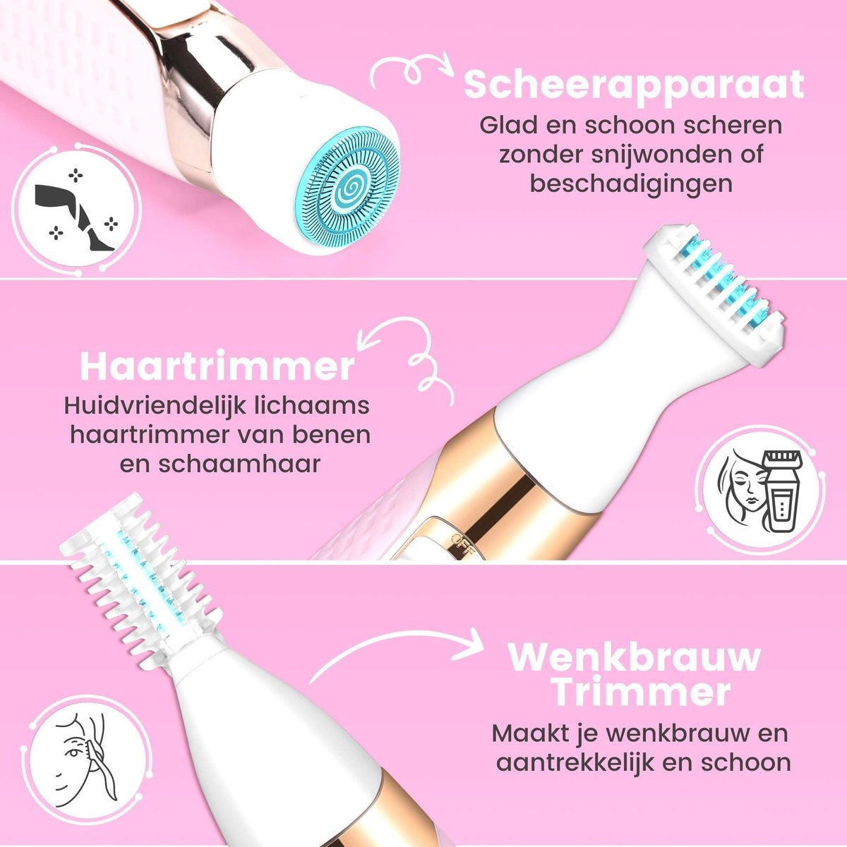 MoreWomen® 5-in-1 - Ladyshave - rasoirs pour femmes - tondeuse à sourcils - rasoir femme