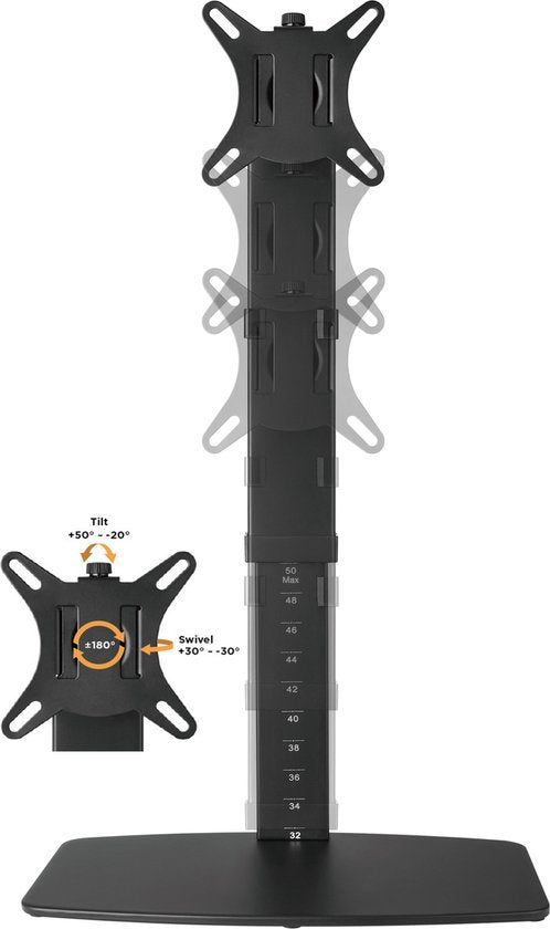 Support de moniteur réglable en hauteur - moniteur orientable, inclinable et rotatif