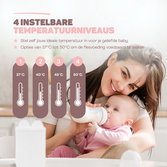 Vulpes Goods® BabyCare - Chauffe-biberon Pro - Chauffe-biberon portable pour les voyages - Chauffe-biberon intelligent - 4 niveaux de température - sans fil - 6 adaptateurs inclus - rechargeable par USB - 13 200 mAh - blanc