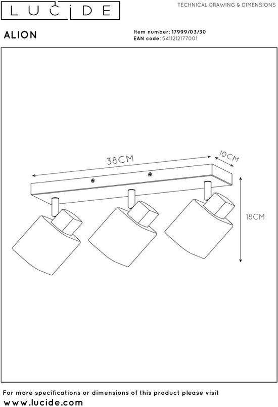 Lucide ALION - Spot de plafond (lampe de plafond) - 3xE14 - Noir